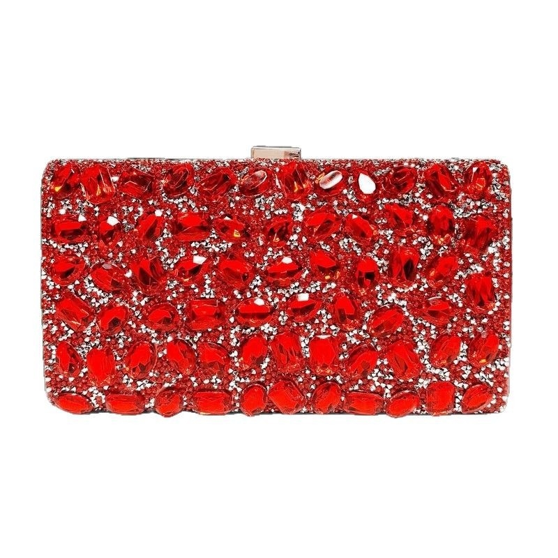 Diamantima ukrašena četvrtasta večernja torbica, za haljinu tipa qipao, torba za rame ili clutch