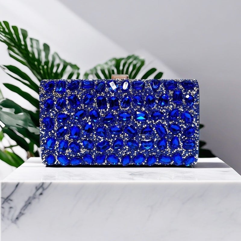 Diamantima ukrašena četvrtasta večernja torbica, za haljinu tipa qipao, torba za rame ili clutch