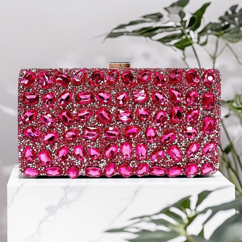 Diamantima ukrašena četvrtasta večernja torbica, za haljinu tipa qipao, torba za rame ili clutch