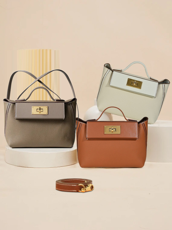Anlin Leather Goods Dumpling torba, mala veličina, nosenje u ruci/na ramenu/crossbody, od kože prvog sloja teleće kože, podstata od Super Fibre, gradski minimalistički stil