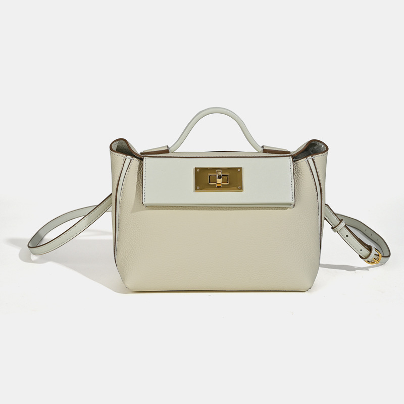 Anlin Leather Goods Dumpling torba, mala veličina, nosenje u ruci/na ramenu/crossbody, od kože prvog sloja teleće kože, podstata od Super Fibre, gradski minimalistički stil