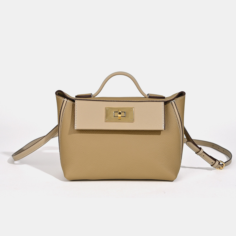 Anlin Leather Goods Dumpling torba, mala veličina, nosenje u ruci/na ramenu/crossbody, od kože prvog sloja teleće kože, podstata od Super Fibre, gradski minimalistički stil