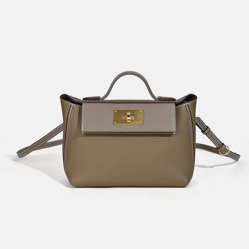 Anlin Leather Goods Dumpling torba, mala veličina, nosenje u ruci/na ramenu/crossbody, od kože prvog sloja teleće kože, podstata od Super Fibre, gradski minimalistički stil