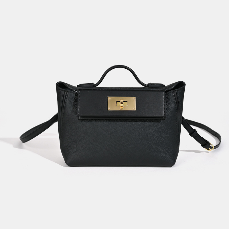 Anlin Leather Goods Dumpling torba, mala veličina, nosenje u ruci/na ramenu/crossbody, od kože prvog sloja teleće kože, podstata od Super Fibre, gradski minimalistički stil
