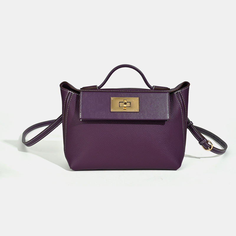 Anlin Leather Goods Dumpling torba, mala veličina, nosenje u ruci/na ramenu/crossbody, od kože prvog sloja teleće kože, podstata od Super Fibre, gradski minimalistički stil