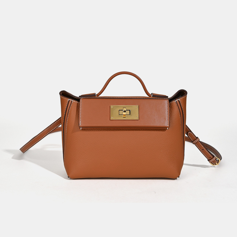 Anlin Leather Goods Dumpling torba, mala veličina, nosenje u ruci/na ramenu/crossbody, od kože prvog sloja teleće kože, podstata od Super Fibre, gradski minimalistički stil