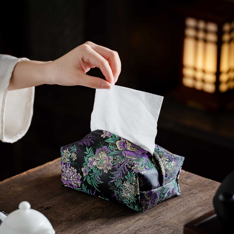 Kutija za maramice s kineskim stilom i brokatnom izvezom, kućna dekoracija za stolni prostor čajne sobe, dnevnog boravka ili blagovaonice