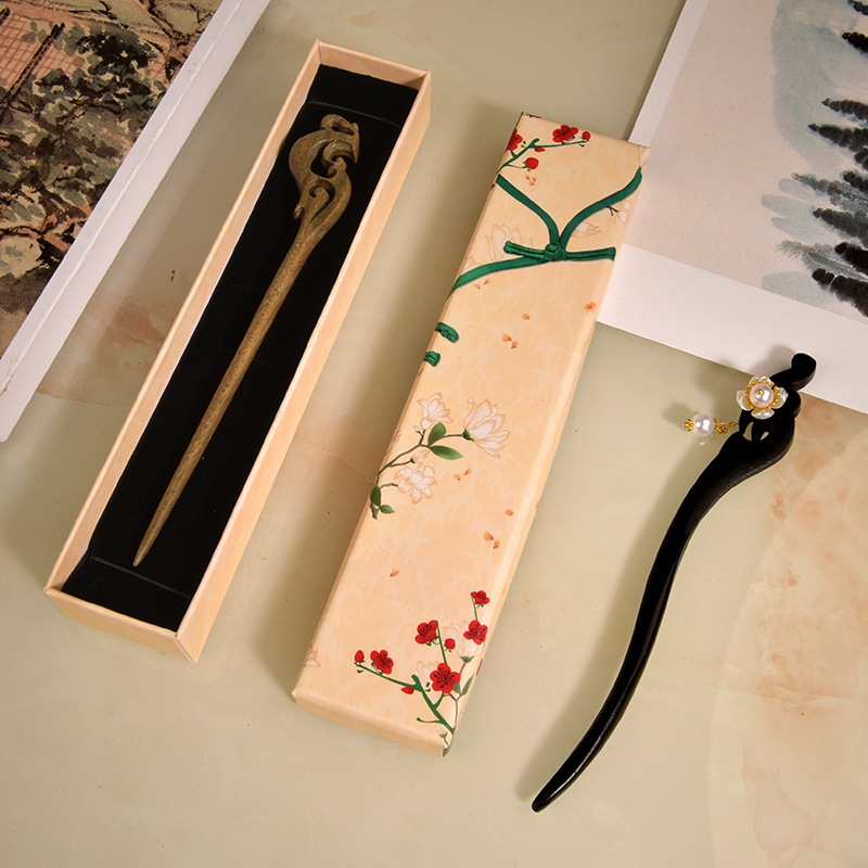 Klasična retro papirnata kutija za pakiranje rosewood hairpin i dugog privjeska za ogrlicu – kutija od papira za nakit