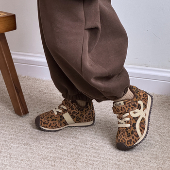 Dječje tenisice s leopard uzorkom, sintetičko gornjište, fleece podstava, debela potplat, Velcro zatvarač, unisex tenisice za zimu, proljeće i jesen