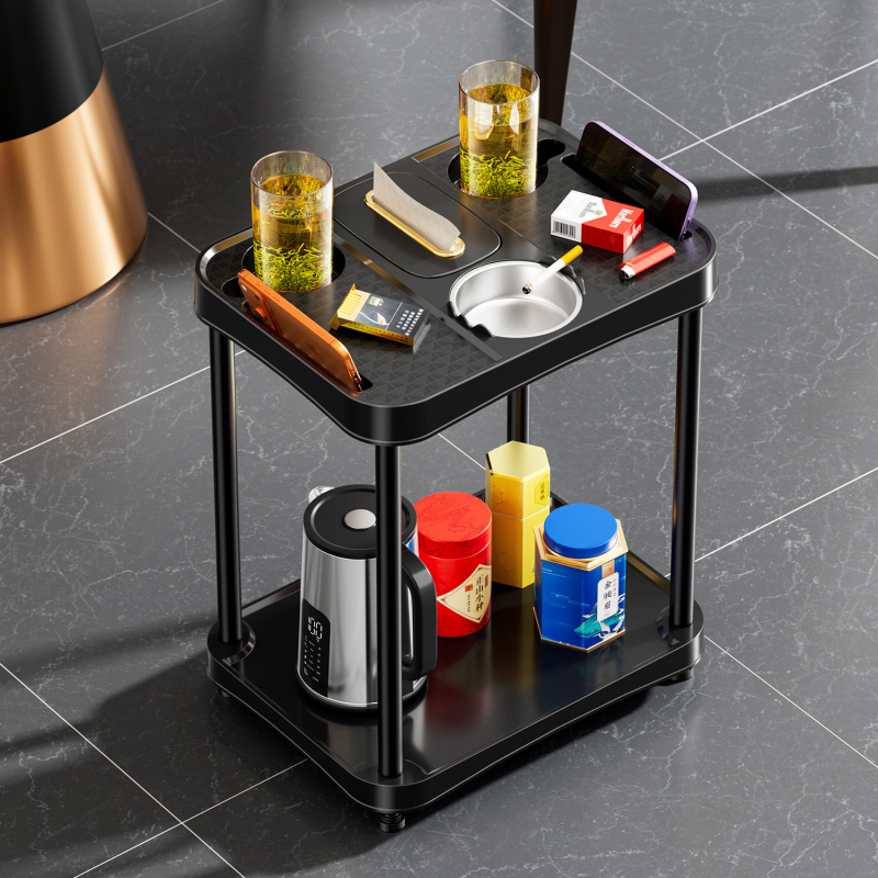 Masă de cafea Mahjong cu suport pentru ceai, scrumieră și cutie pentru șervețele, etajeră de depozitare; potrivită pentru camera de șah și cărți, masă de ceai mobilă