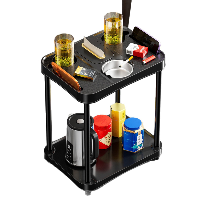 Masă de cafea Mahjong cu suport pentru ceai, scrumieră și cutie pentru șervețele, etajeră de depozitare; potrivită pentru camera de șah și cărți, masă de ceai mobilă
