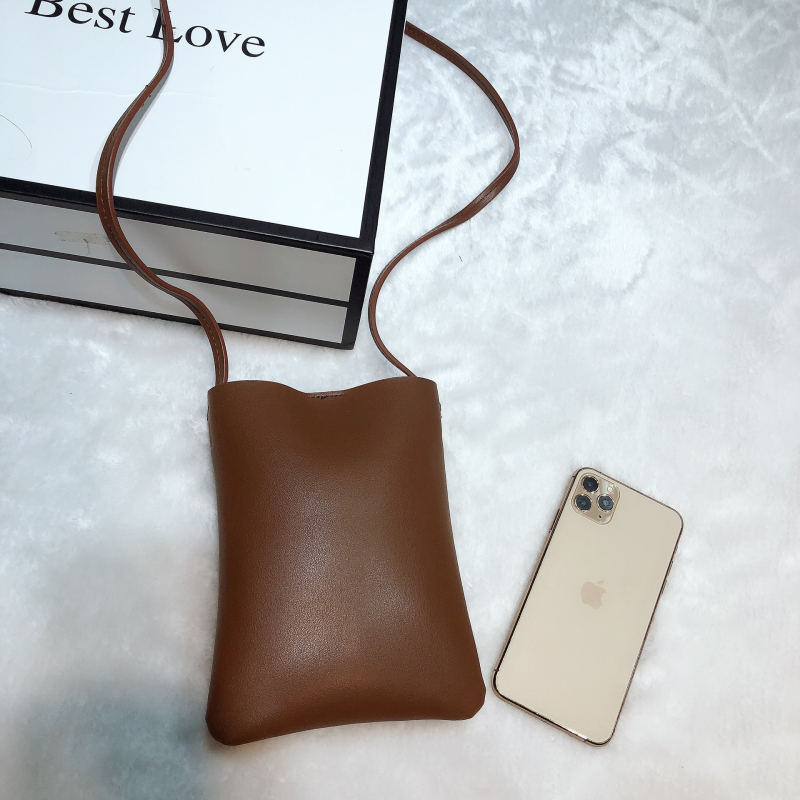 Γυναικεία crossbody τσάντα για κινητό, κορεατικού στυλ, φρέσκια, μινιμαλιστική PU δερμάτινη μικρή τσάντα ώμου