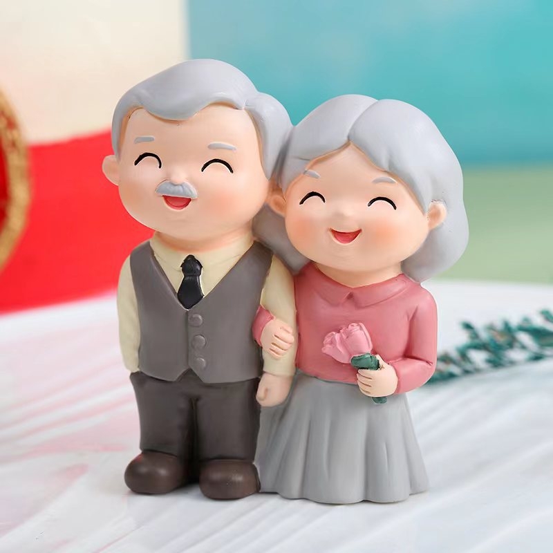 Figurice baka i djeda za Chongyang festival, par od smole, poklon