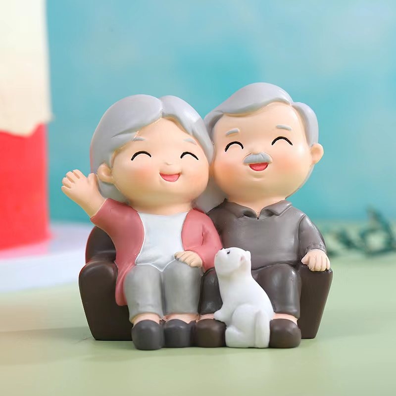 Figurice baka i djeda za Chongyang festival, par od smole, poklon