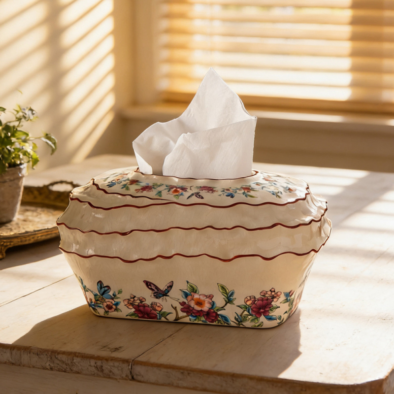 Nova kutija za maramice od plavo-bijelog porcelana, u novokineskom stilu, elegantan ukras dnevnog boravka