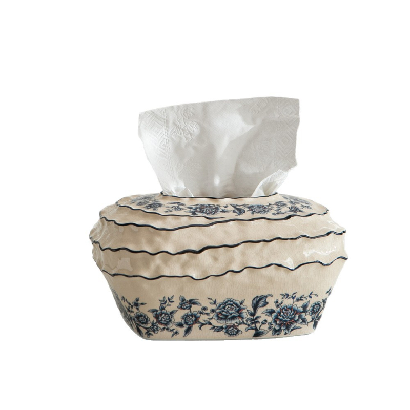 Nova kutija za maramice od plavo-bijelog porcelana, u novokineskom stilu, elegantan ukras dnevnog boravka