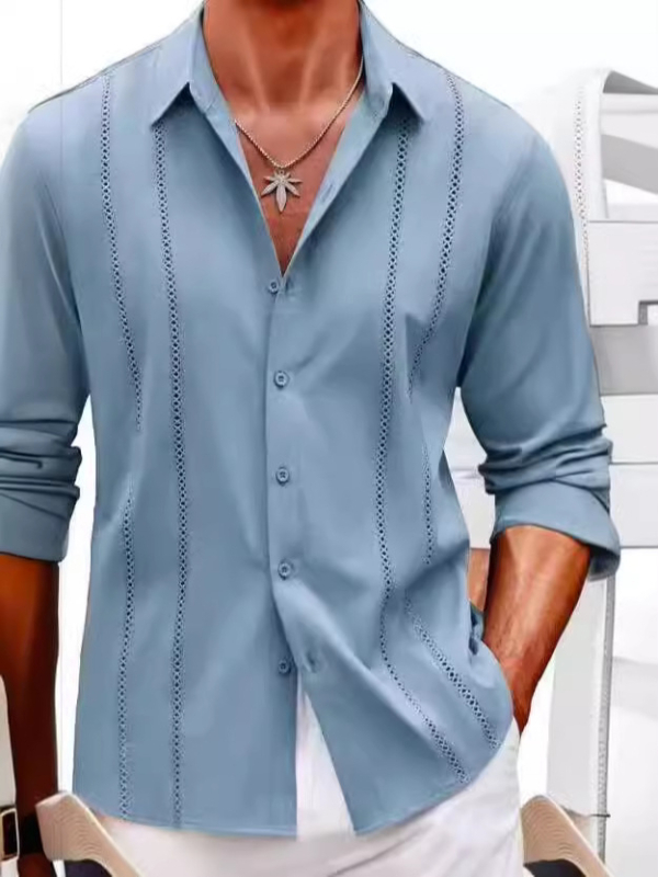 Muška prugasta košulja s dugim rukavima, ležernog kroja, retro američki stil