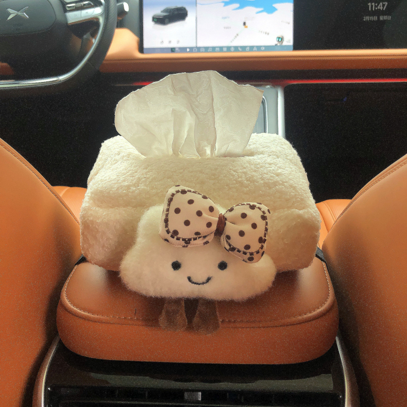 Kutija za maramice u automobilu s džepom na naslonu za ruku, velika kapaciteta, dizajn oblaka