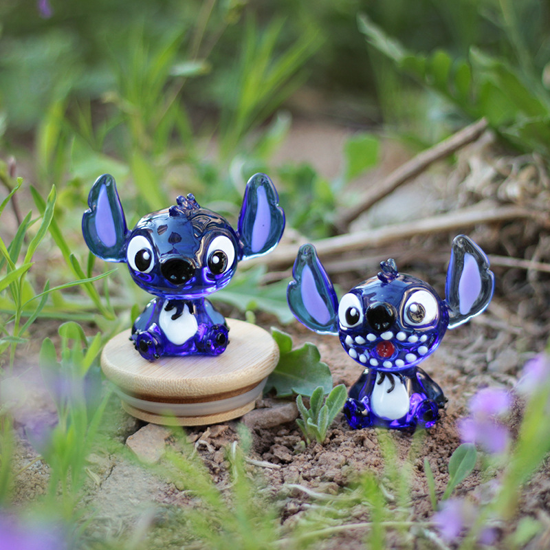 Stitch karikatura figurica za ukras radnog stola i auta, ručno izrađena staklena dekoracija, sladak poklon