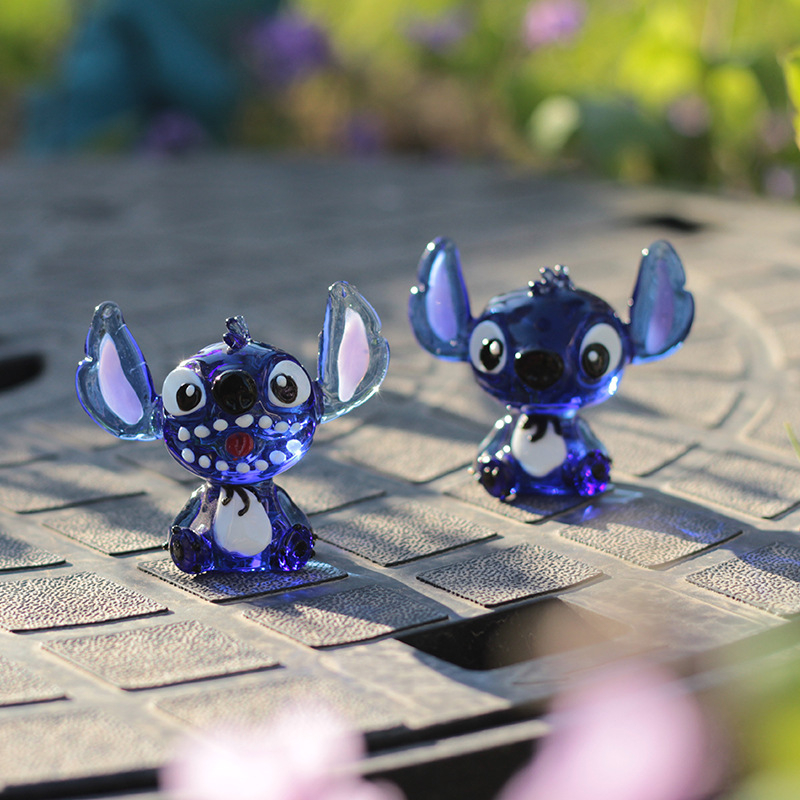 Stitch karikatura figurica za ukras radnog stola i auta, ručno izrađena staklena dekoracija, sladak poklon