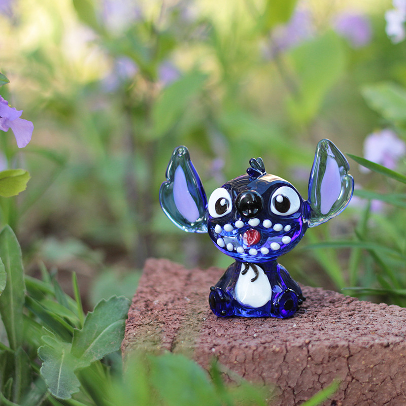 Stitch karikatura figurica za ukras radnog stola i auta, ručno izrađena staklena dekoracija, sladak poklon