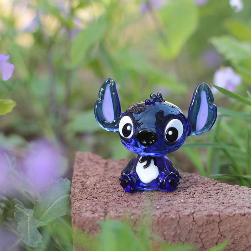 Stitch karikatura figurica za ukras radnog stola i auta, ručno izrađena staklena dekoracija, sladak poklon