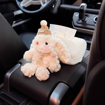 Kutija za maramice u automobilu ispod naslona za ruku, slatki dizajn zeca, elegantan unutarnji organizator.
