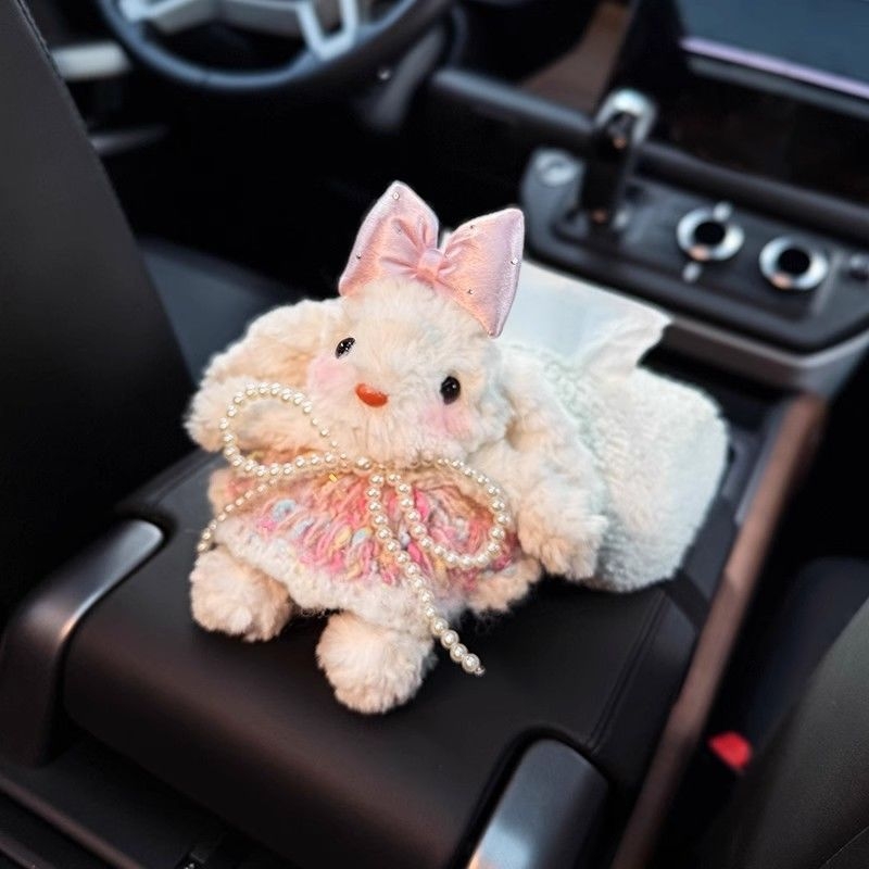 Kutija za maramice u automobilu ispod naslona za ruku, slatki dizajn zeca, elegantan unutarnji organizator.