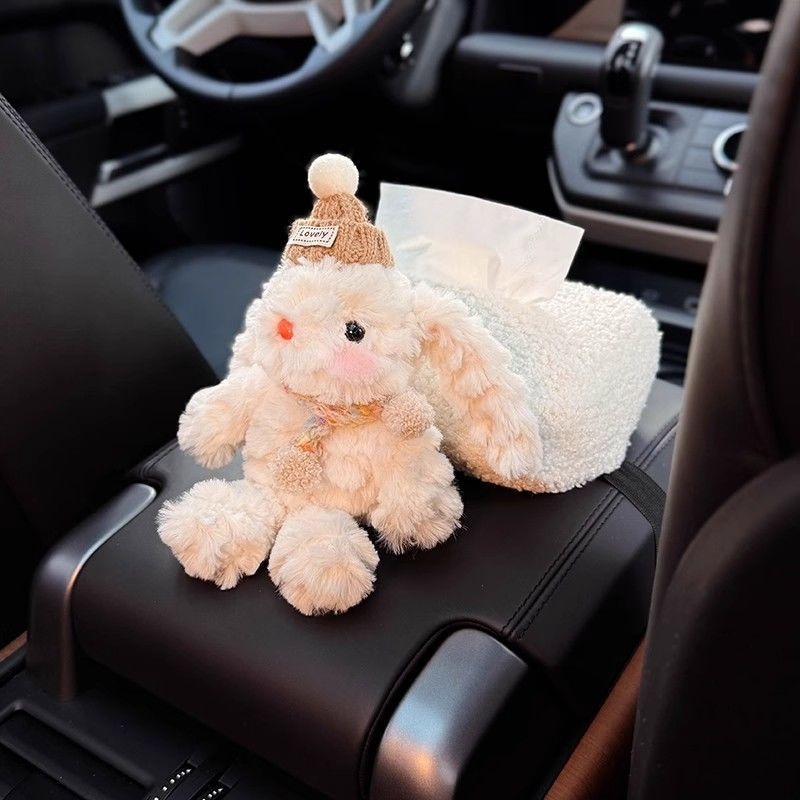 Kutija za maramice u automobilu ispod naslona za ruku, slatki dizajn zeca, elegantan unutarnji organizator.