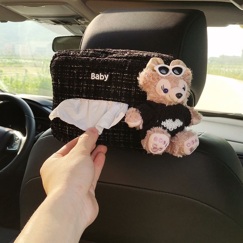 Plišani držač maramicama za automobil, viseći pretinac za naslon za ruku, roztomila dekoracija s Duffy medvjedom za unutrašnjost vozila