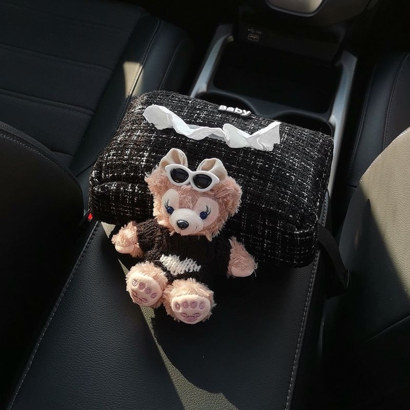 Plišani držač maramicama za automobil, viseći pretinac za naslon za ruku, roztomila dekoracija s Duffy medvjedom za unutrašnjost vozila
