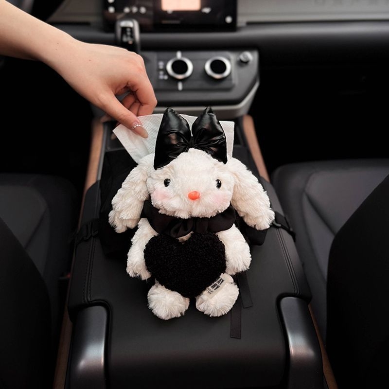 Plišani zeko za auto – kutija za maramice, slatkog dizajna, dimenzije 13,5 × 18 × 7 cm