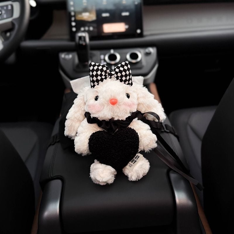 Plišani zeko za auto – kutija za maramice, slatkog dizajna, dimenzije 13,5 × 18 × 7 cm