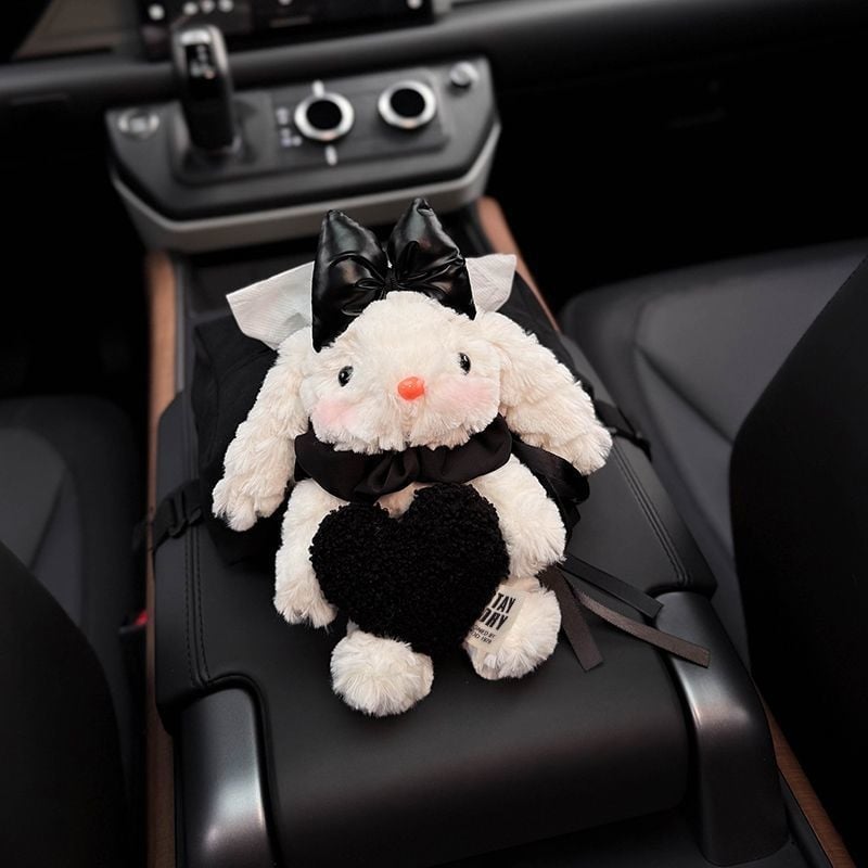 Plišani zeko za auto – kutija za maramice, slatkog dizajna, dimenzije 13,5 × 18 × 7 cm