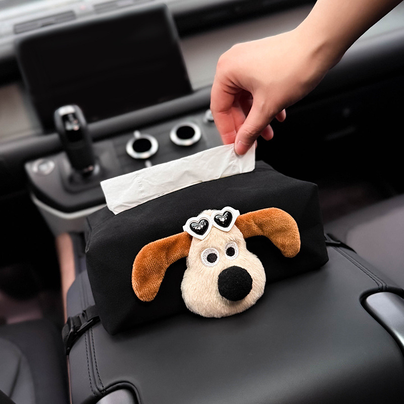 Plišani držač maramica za auto s dizajnom slatke lutke, unutarnja naslon za ruku i prostor za pohranu