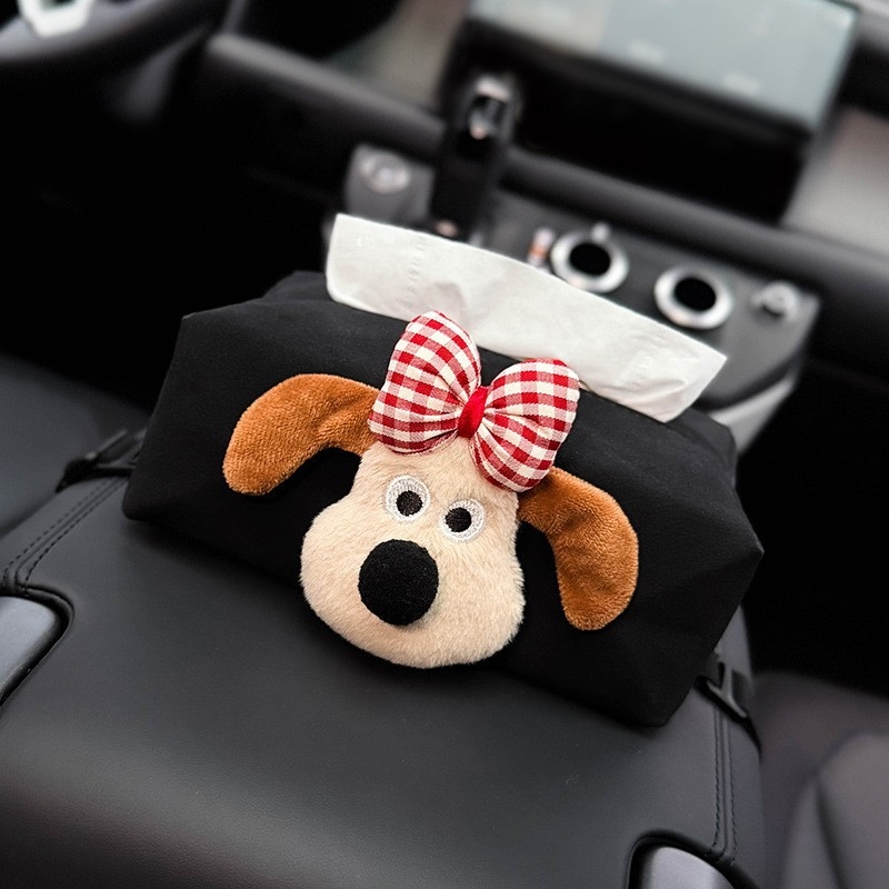 Plišani držač maramica za auto s dizajnom slatke lutke, unutarnja naslon za ruku i prostor za pohranu