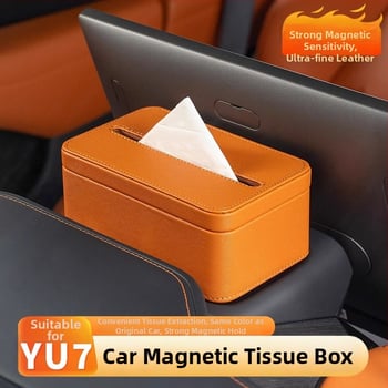Kožený magnetický držiak vreckoviek do auta pre Xiaomi Yu7, farba interiéru zladená, rozmery 17×11.5×7.5 cm
