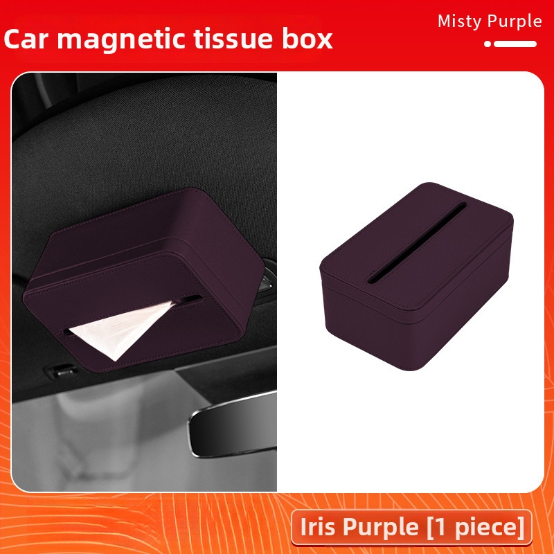 Kožený magnetický držiak vreckoviek do auta pre Xiaomi Yu7, farba interiéru zladená, rozmery 17×11.5×7.5 cm