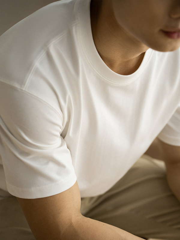 Ανδρικό βαμβακερό κοντομανικο T‑shirt, βαρέως τύπου 260 g, διπλής ύφανσης, vintage αμερικανικό στυλ, φαρδιά γραμμή, μονόχρωμο
