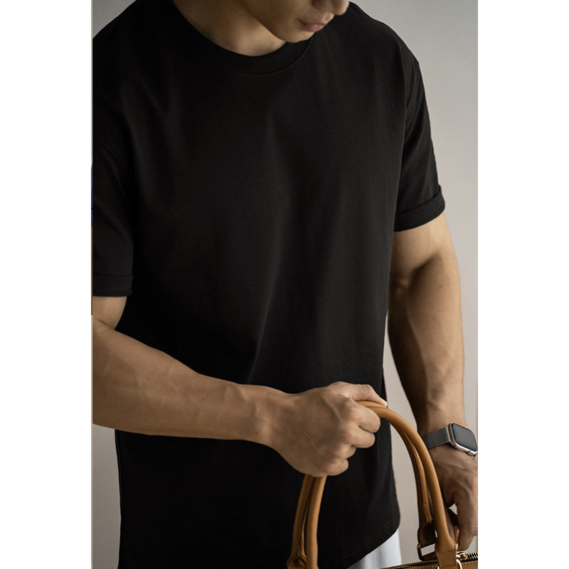 Ανδρικό βαμβακερό κοντομανικο T‑shirt, βαρέως τύπου 260 g, διπλής ύφανσης, vintage αμερικανικό στυλ, φαρδιά γραμμή, μονόχρωμο