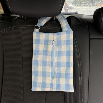 Navlaka za maramice u automobilu, ružičasto karirana tkanina, viseći dizajn