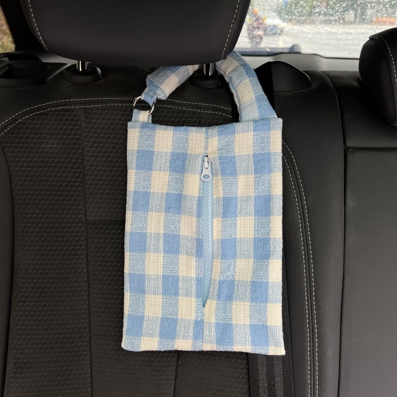 Navlaka za maramice u automobilu, ružičasto karirana tkanina, viseći dizajn