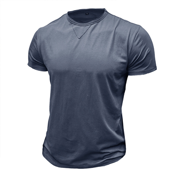 Ανδρικό καλοκαιρινό κοντομάνικο T‑shirt με στρογγυλό λαιμό, μονόχρωμο, ευρωπαϊκό/αμερικανικό στυλ