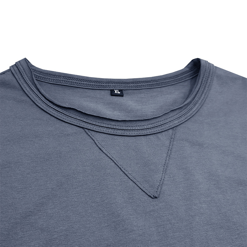 Ανδρικό καλοκαιρινό κοντομάνικο T‑shirt με στρογγυλό λαιμό, μονόχρωμο, ευρωπαϊκό/αμερικανικό στυλ