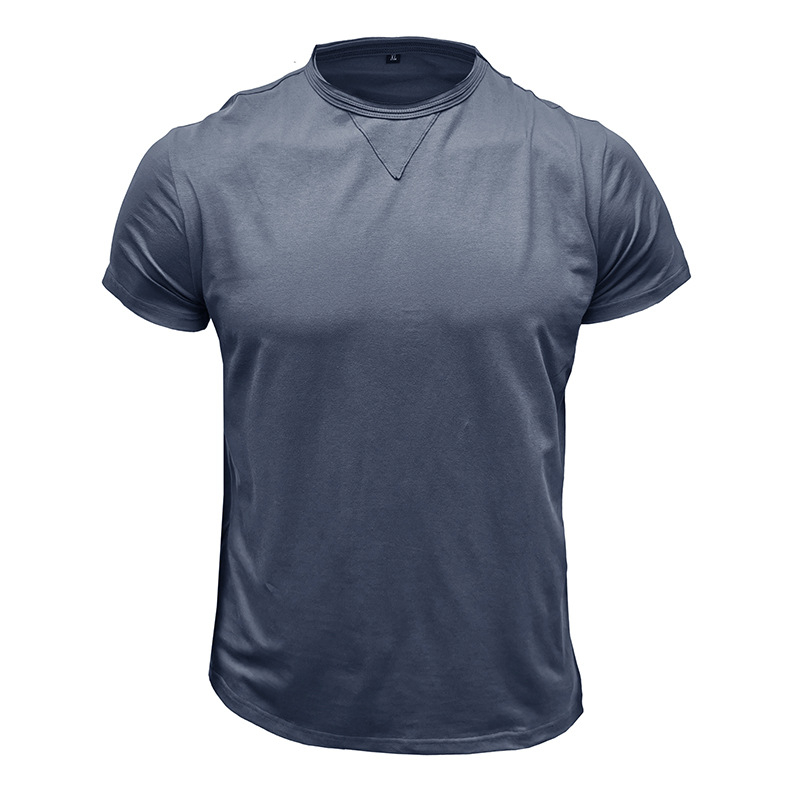 Ανδρικό καλοκαιρινό κοντομάνικο T‑shirt με στρογγυλό λαιμό, μονόχρωμο, ευρωπαϊκό/αμερικανικό στυλ