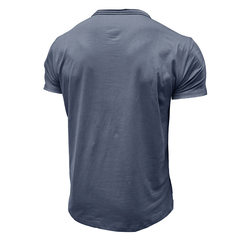 Ανδρικό καλοκαιρινό κοντομάνικο T‑shirt με στρογγυλό λαιμό, μονόχρωμο, ευρωπαϊκό/αμερικανικό στυλ