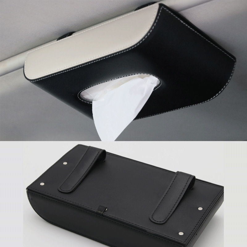 Kožna kutija za maramice za automobil, viseći unutarnji dodatak za sunčani vizir i kroovni prozor, veličina 23,5 × 12,5 × 5 cm