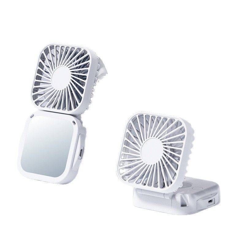 Mini sklopivi ventil za vrat sa ogledalom i stolnim ogledalom, punjivi prijenosni vanjski ventilator