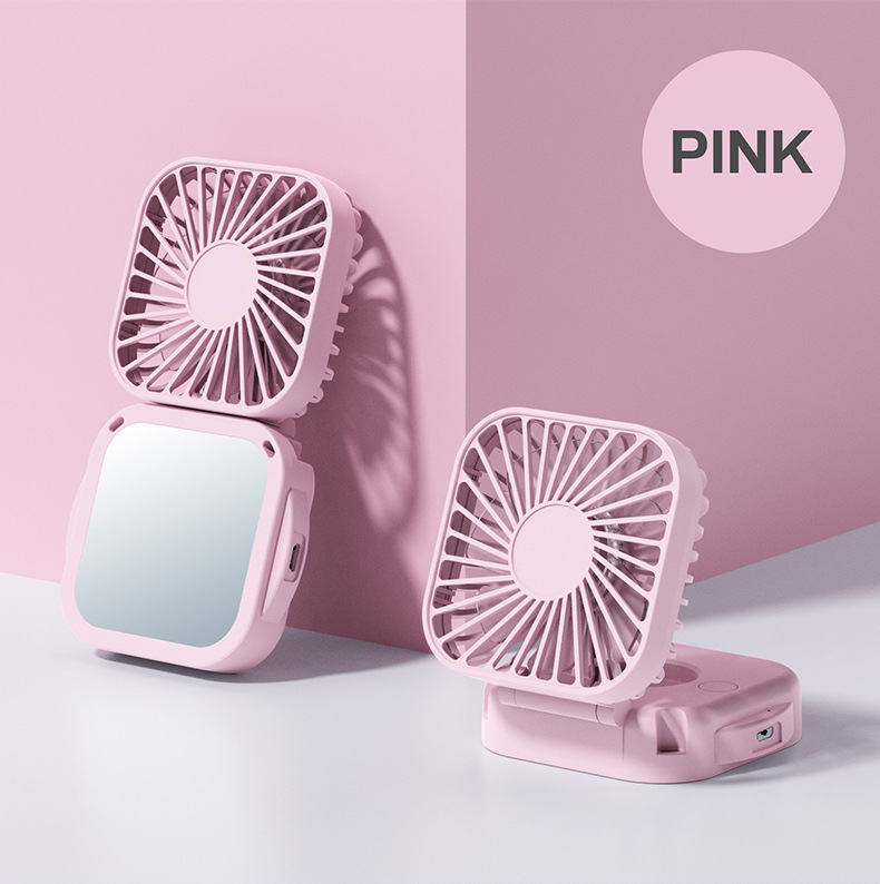 Mini sklopivi ventil za vrat sa ogledalom i stolnim ogledalom, punjivi prijenosni vanjski ventilator