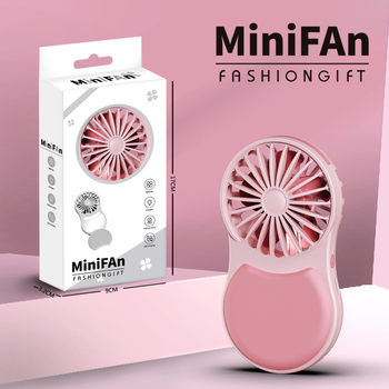 Prenosni sklopivi mini ventilator s USB punjenjem i ogledalom za šminku, 5 lopatica, 4 brzine, ugrađena baterija
